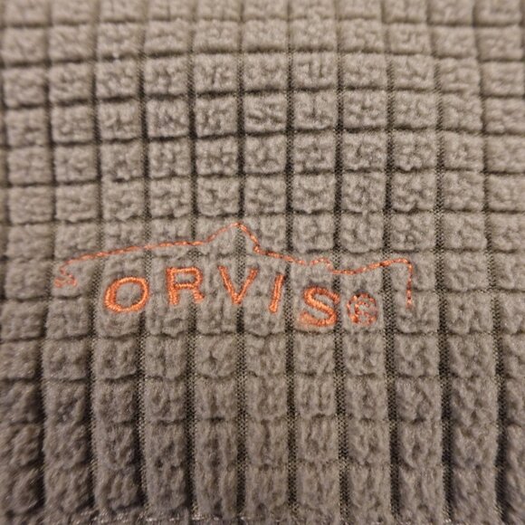 Orvis Trout Bum Grid Fleece Quarter-Zip Pullover Khaki Green Size Large - Picture 2 of 12